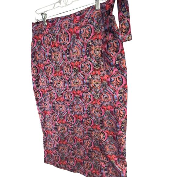 Vintage Y2K New York News Wrap Skirt L Multicolor Paisley Boho Fairy Grunge - Picture 4 of 13
